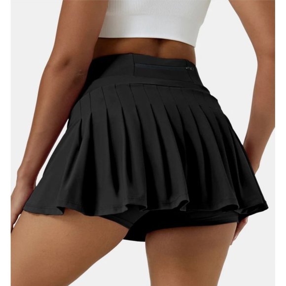 HALARA Dresses & Skirts - New Halara Everyday Cloudful Air Tennis Skirt Sz M Womens Black Pleated w/ Short